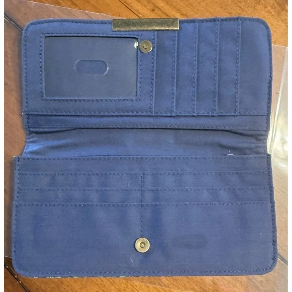 Y2K Billabong Cloth Wallet Blue Teal Floral 90s Snap Close 7.5”x4” Read